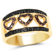 Bids.com 14K Yellow Gold Plated 0.32 Carat Genuine Black Diamond and Red Diamond .925 Sterling Silver Ring Rings White Smoke size 6.00,size 8.00,size 7.00,size 9.00