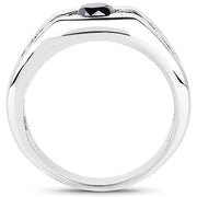Bids.com 0.74 Carat Genuine Black Diamond .925 Sterling Silver Ring Rings White Smoke size 9.00,size 6.00,size 7.00,size 8.00