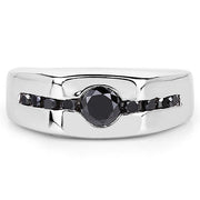 Bids.com 0.74 Carat Genuine Black Diamond .925 Sterling Silver Ring Rings Light Gray size 9.00,size 6.00,size 7.00,size 8.00