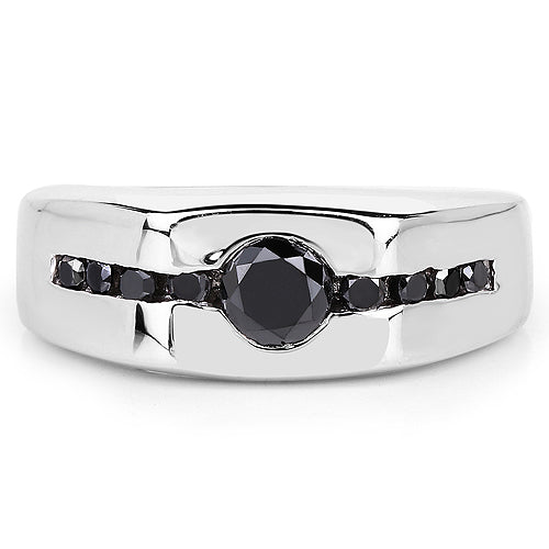 Bids.com 0.74 Carat Genuine Black Diamond .925 Sterling Silver Ring Rings Light Gray size 9.00,size 6.00,size 7.00,size 8.00