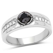 Bids.com 0.65 Carat Genuine Black Diamond and White Diamond .925 Sterling Silver Ring Rings White Smoke size 9.00,size 6.00,size 7.00,size 8.00