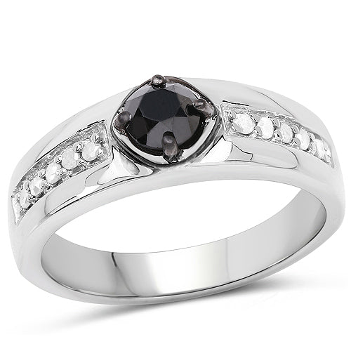 Bids.com 0.65 Carat Genuine Black Diamond and White Diamond .925 Sterling Silver Ring Rings White Smoke size 9.00,size 6.00,size 7.00,size 8.00