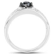 Bids.com 0.65 Carat Genuine Black Diamond and White Diamond .925 Sterling Silver Ring Rings White Smoke size 9.00,size 6.00,size 7.00,size 8.00