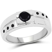 Bids.com 0.56 Carat Genuine Black Diamond .925 Sterling Silver Ring Rings White Smoke size 9.00,size 6.00,size 7.00,size 8.00