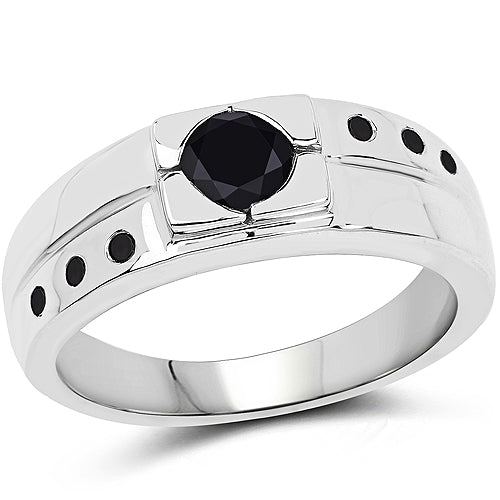 Bids.com 0.56 Carat Genuine Black Diamond .925 Sterling Silver Ring Rings White Smoke size 9.00,size 6.00,size 7.00,size 8.00