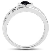 Bids.com 0.56 Carat Genuine Black Diamond .925 Sterling Silver Ring Rings White Smoke size 9.00,size 6.00,size 7.00,size 8.00
