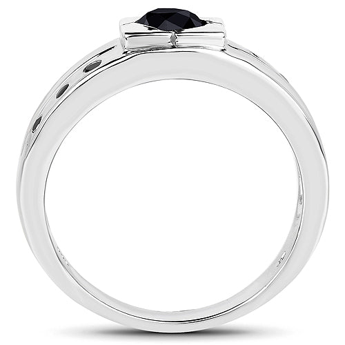 Bids.com 0.56 Carat Genuine Black Diamond .925 Sterling Silver Ring Rings White Smoke size 9.00,size 6.00,size 7.00,size 8.00