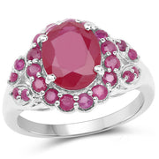 Bids.com 4.43 Carat Glass Filled Ruby and Ruby .925 Sterling Silver Ring Rings White Smoke size 6.00,size 7.00,size 8.00,size 9.00,size 5.00