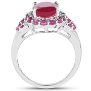 Bids.com 4.43 Carat Glass Filled Ruby and Ruby .925 Sterling Silver Ring Rings White Smoke size 6.00,size 7.00,size 8.00,size 9.00,size 5.00