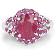 Bids.com 4.43 Carat Glass Filled Ruby and Ruby .925 Sterling Silver Ring Rings White Smoke size 6.00,size 7.00,size 8.00,size 9.00,size 5.00