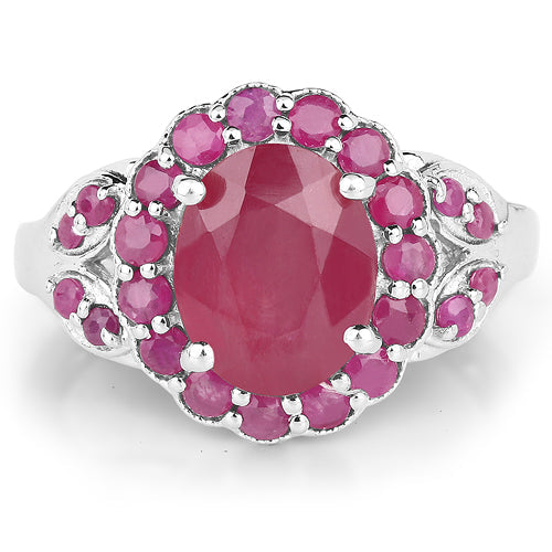 Bids.com 4.43 Carat Glass Filled Ruby and Ruby .925 Sterling Silver Ring Rings White Smoke size 6.00,size 7.00,size 8.00,size 9.00,size 5.00