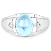 Bids.com 3.67 Carat Genuine Swiss Blue Topaz and White Topaz .925 Sterling Silver Ring Rings White Smoke size 6.00,size 8.00,size 9.00,size 7.00,size 10.50,size 5.00