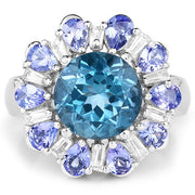 Bids.com 6.19 Carat Genuine London Blue Topaz, Tanzanite & White Topaz .925 Sterling Silver Ring Rings White Smoke size 6.00,size 8.00,size 7.00,size 9.00,size 5.00,size 10.00