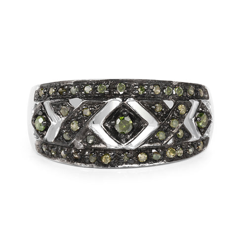 Bids.com 0.27 Carat Genuine Green Diamond .925 Sterling Silver Ring Rings Dark Slate Gray size 7.00,size 6.00,size 8.00,size 9.00