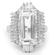 Bids.com 9.77 Carat Genuine Crystal Quartz & White Topaz .925 Sterling Silver Ring Rings White Smoke size 7.00,size 5.00,size 6.00,size 8.00,size 9.00
