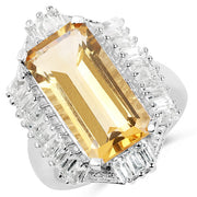 Bids.com 9.13 Carat Genuine Citrine & White Topaz .925 Sterling Silver Ring Rings White Smoke size 5.00,size 8.00,size 9.00,size 6.00,size 7.00