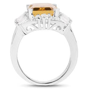 Bids.com 9.13 Carat Genuine Citrine & White Topaz .925 Sterling Silver Ring Rings White Smoke size 5.00,size 8.00,size 9.00,size 6.00,size 7.00