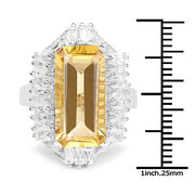 Bids.com 9.13 Carat Genuine Citrine & White Topaz .925 Sterling Silver Ring Rings White Smoke size 5.00,size 8.00,size 9.00,size 6.00,size 7.00