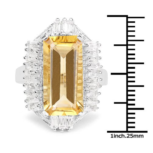 Bids.com 9.13 Carat Genuine Citrine & White Topaz .925 Sterling Silver Ring Rings White Smoke size 5.00,size 8.00,size 9.00,size 6.00,size 7.00