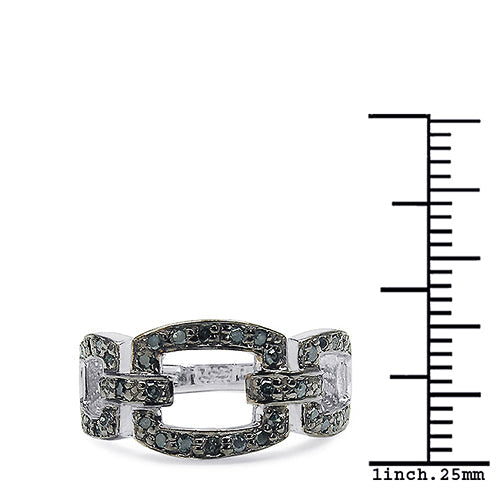 Bids.com 0.36 Carat Genuine Blue Diamond .925 Sterling Silver Ring Rings White Smoke size 6.00,size 7.00,size 8.00,size 9.00