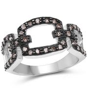 Bids.com 0.32 Carat Genuine Champagne Diamond .925 Sterling Silver Ring Rings White Smoke size 6.00,size 7.00,size 8.00,size 9.00