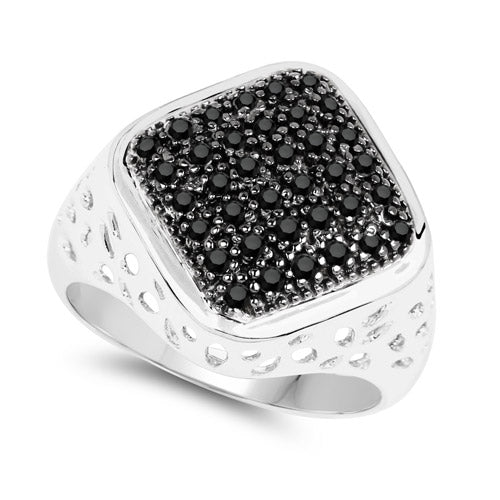 Bids.com 0.54 Carat Genuine Black Diamond .925 Sterling Silver Ring Rings White Smoke size 9.00,size 9.50,size 6.00,size 7.00,size 8.00
