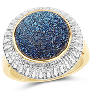 Bids.com 4.90 Carat Genuine Cobalt Blue Drusy .925 Sterling Silver Ring Rings White Smoke size 6.00,size 9.00,size 7.00,size 8.00,size 5.00,size 10.00