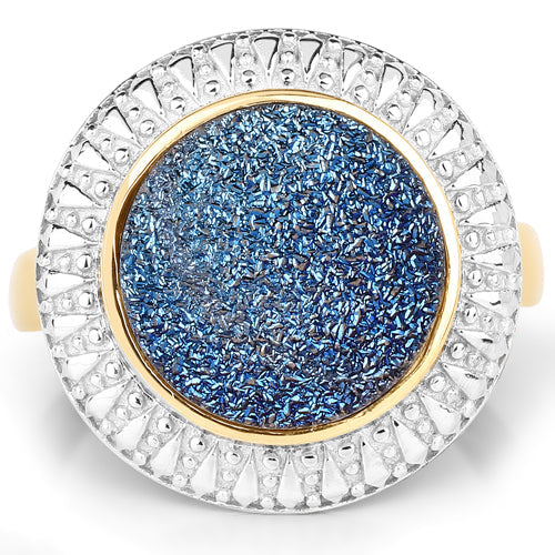 Bids.com 4.90 Carat Genuine Cobalt Blue Drusy .925 Sterling Silver Ring Rings White Smoke size 6.00,size 9.00,size 7.00,size 8.00,size 5.00,size 10.00