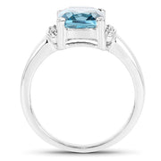 Bids.com 3.55 Carat Genuine London Blue Topaz & White Topaz .925 Sterling Silver Ring Rings White Smoke size 6.00,size 7.00,size 8.00,size 9.00,size 5.00,size 10.00