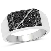 Bids.com 0.35 Carat Genuine Black Diamond .925 Sterling Silver Ring Rings White Smoke size 9.00,size 6.00,size 7.00,size 8.00