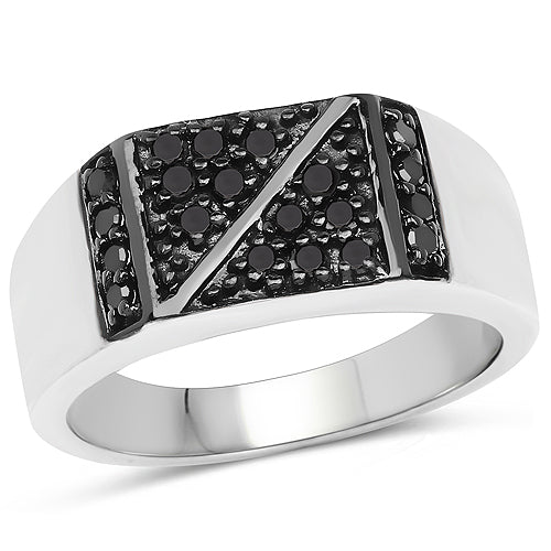 Bids.com 0.35 Carat Genuine Black Diamond .925 Sterling Silver Ring Rings White Smoke size 9.00,size 6.00,size 7.00,size 8.00