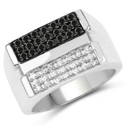 Bids.com 0.64 Carat Genuine Black Diamond and White Diamond .925 Sterling Silver Ring Rings White Smoke size 6.00,size 8.00,size 9.00,size 7.00
