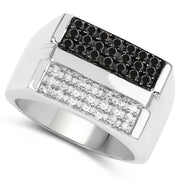 Bids.com 0.64 Carat Genuine Black Diamond and White Diamond .925 Sterling Silver Ring Rings White Smoke size 6.00,size 8.00,size 9.00,size 7.00