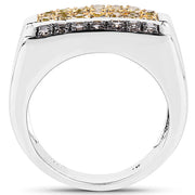 Bids.com 0.63 Carat Genuine Champagne Diamond and Yellow Diamond .925 Sterling Silver Ring Rings White Smoke size 6.00,size 7.00,size 8.00,size 9.00