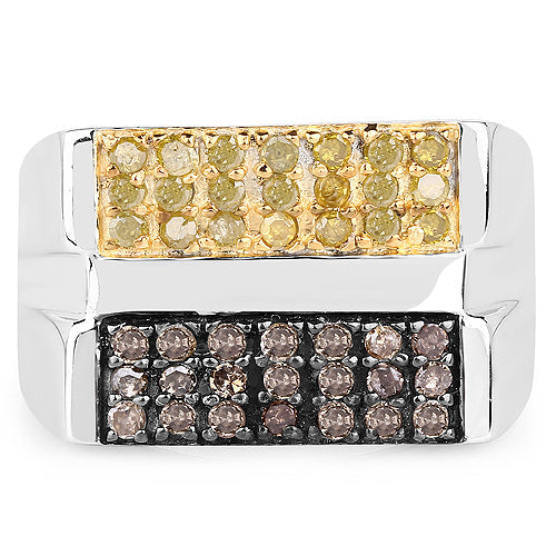 Bids.com 0.63 Carat Genuine Champagne Diamond and Yellow Diamond .925 Sterling Silver Ring Rings Lavender size 6.00,size 7.00,size 8.00,size 9.00