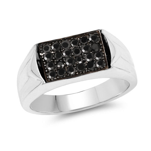 Bids.com 0.42 Carat Genuine Black Diamond .925 Sterling Silver Ring Rings White Smoke size 9.00,size 6.00,size 7.00,size 8.00