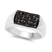 Bids.com 0.42 Carat Genuine Black Diamond .925 Sterling Silver Ring Rings White Smoke size 9.00,size 6.00,size 7.00,size 8.00