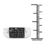 Bids.com 0.42 Carat Genuine Black Diamond .925 Sterling Silver Ring Rings White Smoke size 9.00,size 6.00,size 7.00,size 8.00