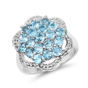 Bids.com 1.90 Carat Genuine Swiss Blue Topaz .925 Sterling Silver Ring Rings White Smoke size 6.00,size 9.00,size 7.00,size 8.00,size 5.00