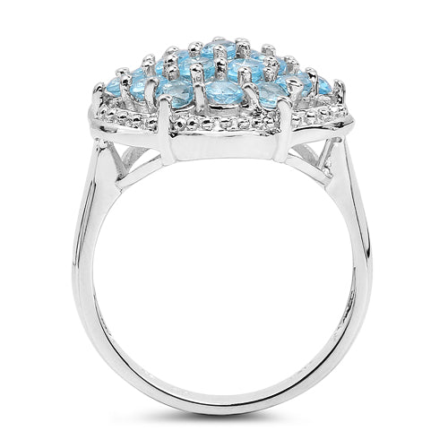 Bids.com 1.90 Carat Genuine Swiss Blue Topaz .925 Sterling Silver Ring Rings White Smoke size 6.00,size 9.00,size 7.00,size 8.00,size 5.00