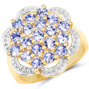 Bids.com 14K Yellow Gold Plated 1.52 Carat Genuine Tanzanite .925 Sterling Silver Ring Rings White Smoke size 6.00,size 7.00,size 8.00,size 9.00,size 5.00