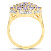 Bids.com 14K Yellow Gold Plated 1.52 Carat Genuine Tanzanite .925 Sterling Silver Ring Rings White Smoke size 6.00,size 7.00,size 8.00,size 9.00,size 5.00