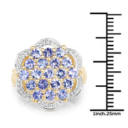 Bids.com 14K Yellow Gold Plated 1.52 Carat Genuine Tanzanite .925 Sterling Silver Ring Rings White Smoke size 6.00,size 7.00,size 8.00,size 9.00,size 5.00