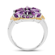 Bids.com Two Tone Plated 2.66 Carat Genuine Amethyst .925 Sterling Silver Ring Rings White Smoke size 8.00,size 6.00,size 7.00,size 9.00