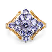 Bids.com Two Tone Plated 1.67 Carat Genuine Tanzanite .925 Sterling Silver Ring Rings White Smoke size 7.00,size 6.00,size 8.00,size 9.00
