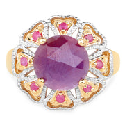 Bids.com 14K Yellow Gold Plated 5.55 Carat Genuine Pink Sapphire & Ruby .925 Sterling Silver Ring Rings White Smoke size 6.00,size 7.00,size 8.00,size 9.00