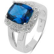 Bids.com 3.64 Carat Genuine London Blue Topaz and White Topaz .925 Sterling Silver Ring Rings White Smoke size 6.00,size 7.00,size 8.00,size 9.00