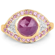 Bids.com 14K Yellow Gold Plated 3.02 Carat Genuine Pink Sapphire and White Topaz .925 Sterling Silver Ring Rings White Smoke size 6.00,size 7.00,size 8.00,size 9.00