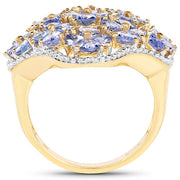 Bids.com 14K Yellow Gold Plated 3.60 Carat Genuine Tanzanite .925 Sterling Silver Ring Rings White Smoke size 6.00,size 7.00,size 8.00,size 9.00,size 5.00,size 10.00