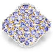 Bids.com 14K Yellow Gold Plated 3.60 Carat Genuine Tanzanite .925 Sterling Silver Ring Rings White Smoke size 6.00,size 7.00,size 8.00,size 9.00,size 5.00,size 10.00